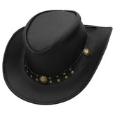 SideWinder Australian Cowboy Leather hat Unisex Adult for Men and Women Shapeable Outback Western Style Wide Brim Black